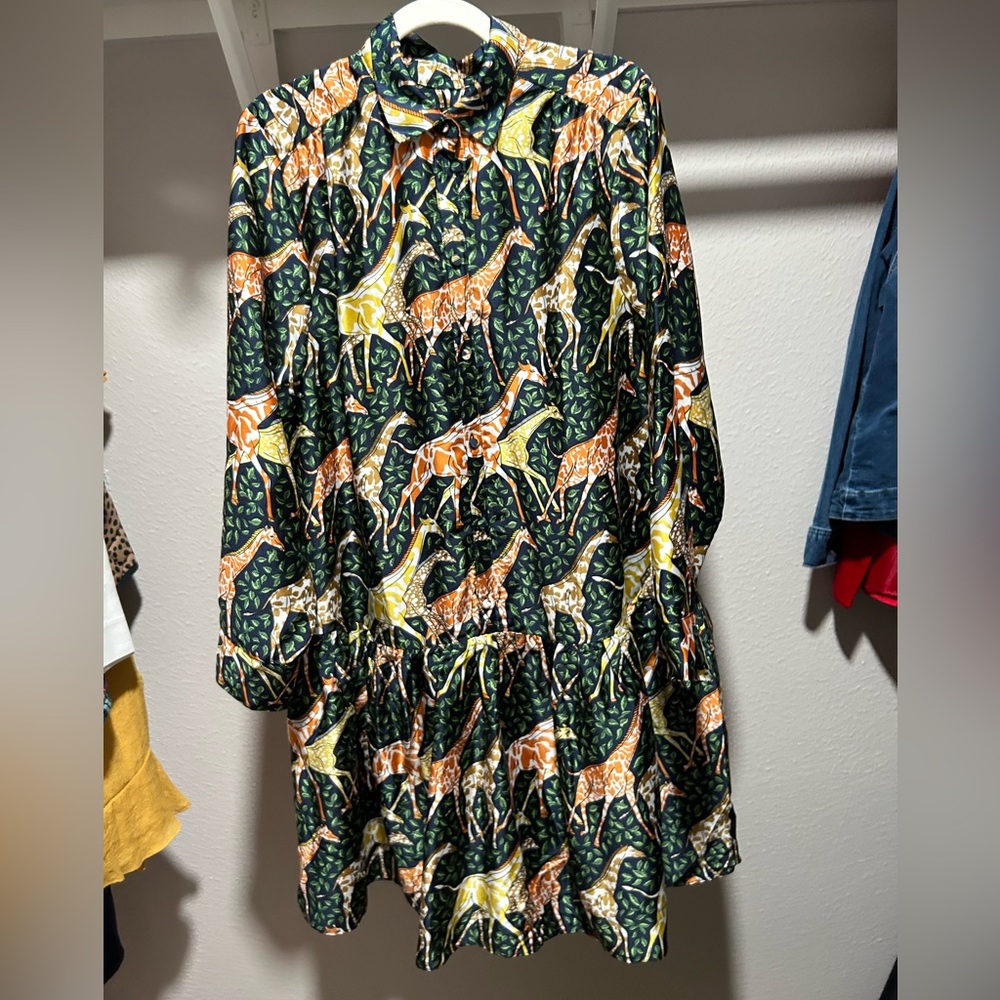 NWT- JCrew Giraffe print drop was mini dress size XL